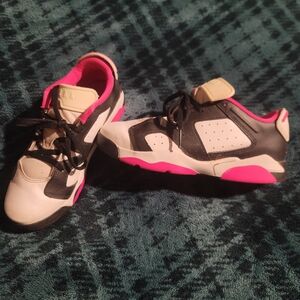 Jordan Kids Sneakers White Black Hot Pink Accents